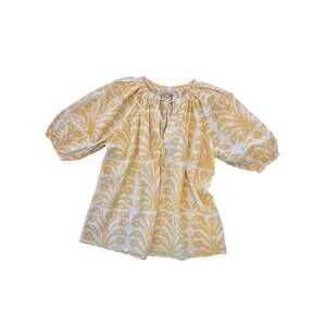 NEW FITZROY & WILLA women's sallie printed blouse in butter block